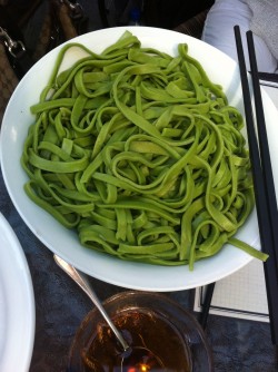 Fresh spinach noodles!